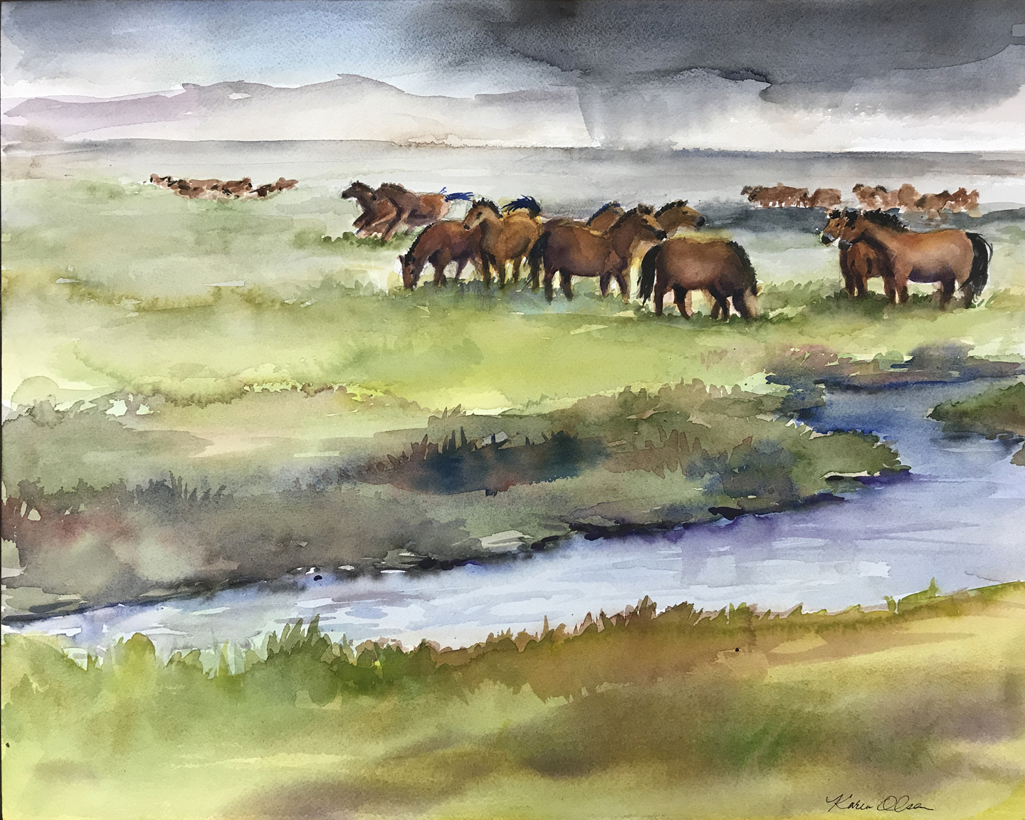 Przewalski’s Horses on Mongolian Plain